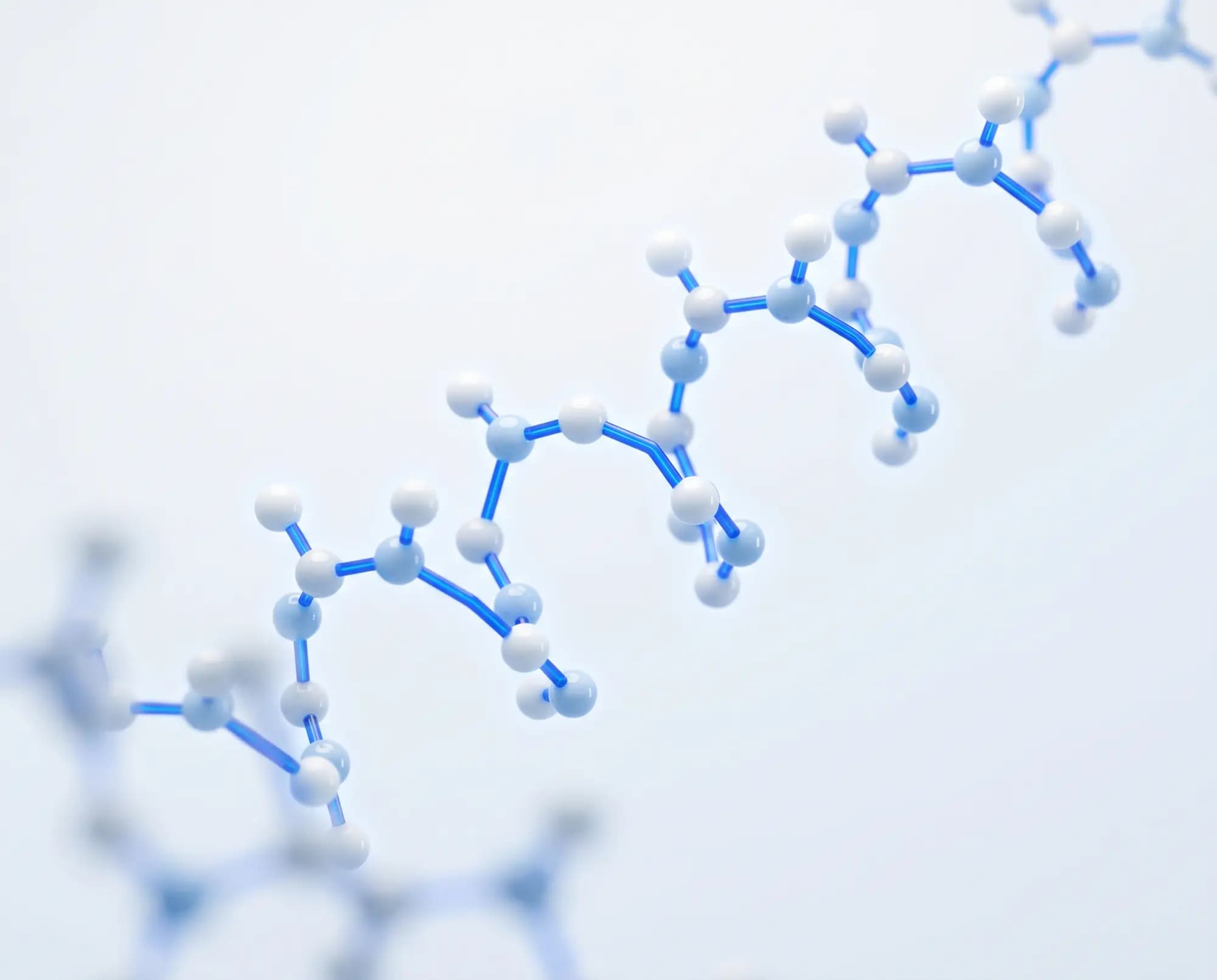 Peptide molecule with highlighted molecular bonds